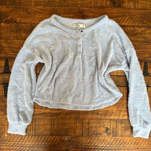 Hollister Soft Fuzzy Blue Button-Up sweater - Picture 1 of 3
